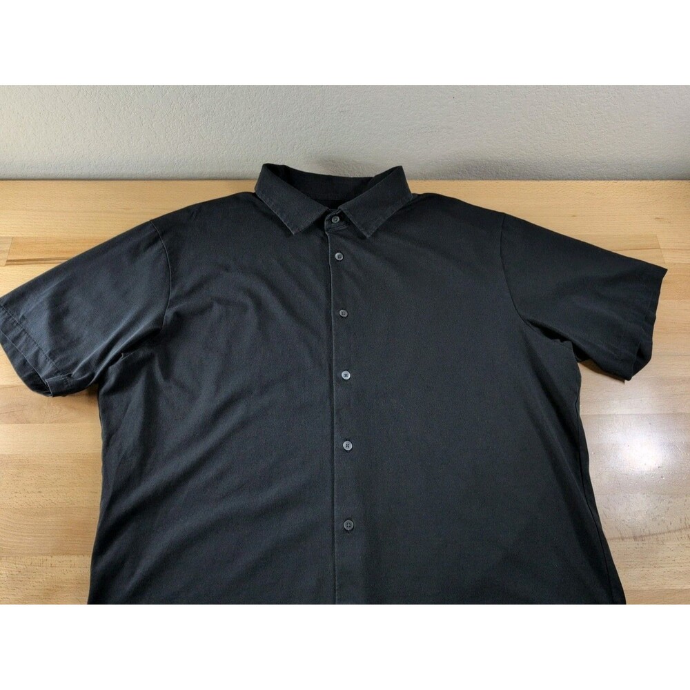 Uniqlo Shirt Mens XL Black Airism DRY Cooling Short Sleeve Button Up Casual